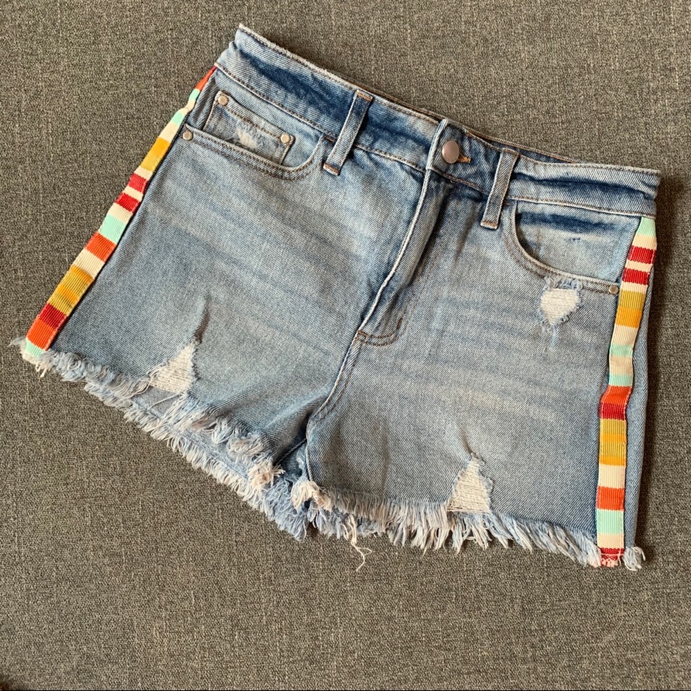 Tinseltown multicolor stripe cut off shorts sz 5